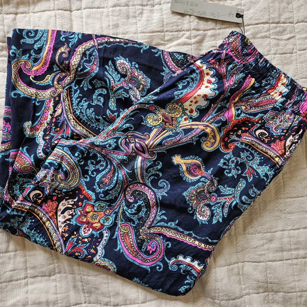 Rose & Thyme Paisley Culottes Pants XL